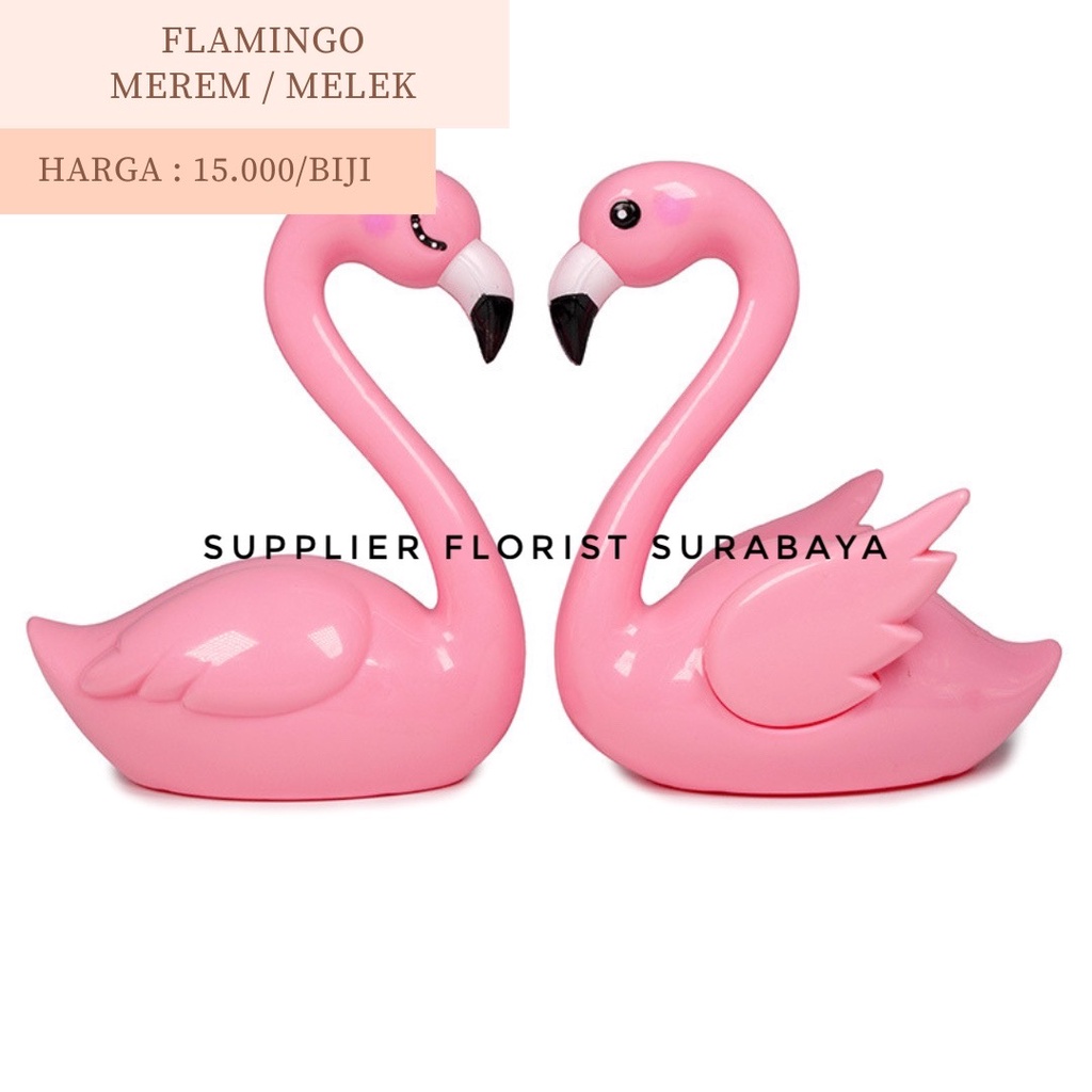 FLAMINGO MEREM DAN MELEK, CAKE TOPPER MINIATUR KUE TART ULANG TAHUN ULTAH HIASAN KUE BIRTHDAY FIGUR ANGSA PINK