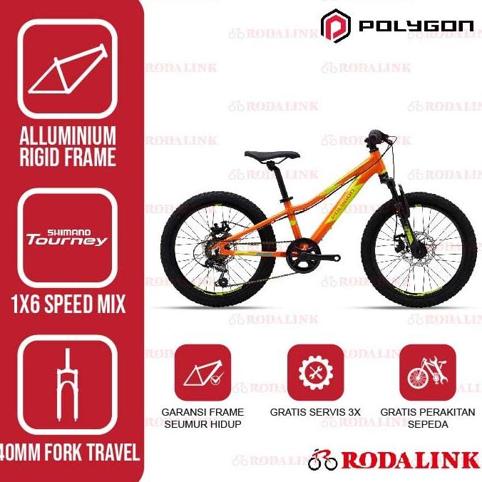 Polygon Sepeda Anak Mountain Bike Junior Relic 20 Orange #Original