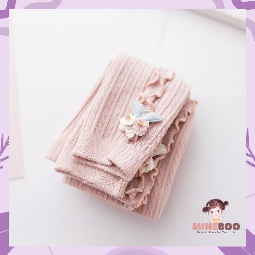 mineboo - LEGGING AILEEN 301 Legging Anak Bayi Perempuan Tebal Import Ruffle Bunga Bintang Kelinci