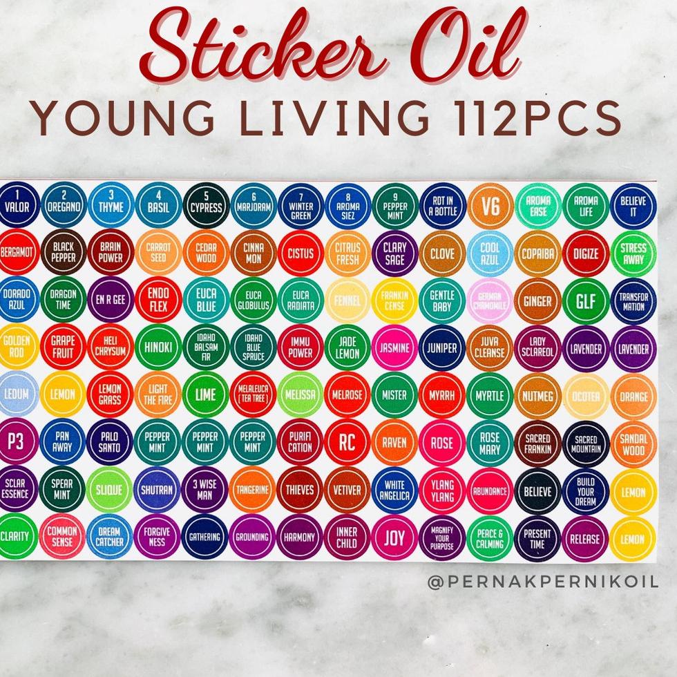 ➪ Sticker young living essential oil 112pcs lengkap stiker label yleo yl indo singapore RDT raindrop