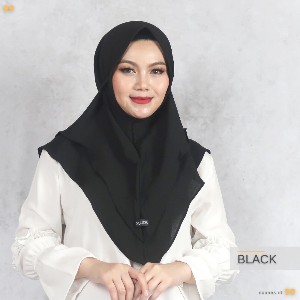 Nounes Fatimah Bergo Double Layer Matt Diamond Crepe Hijab Instan Bahu Oval