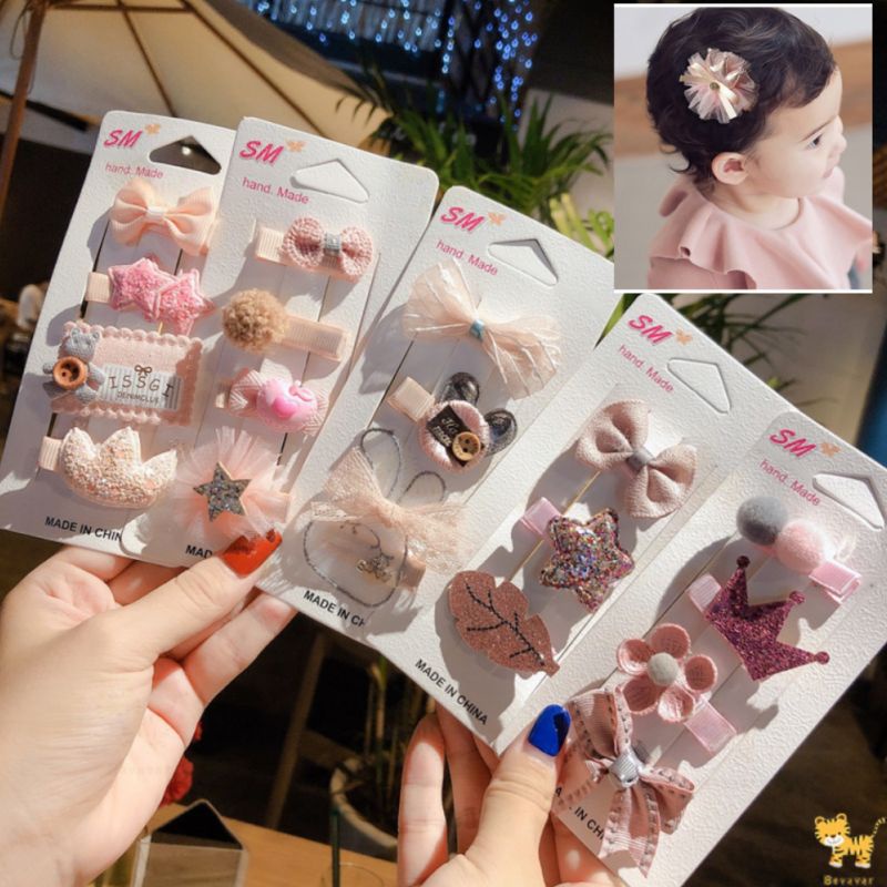 [rumahbayipdg] jepit rambut anak korea lucu set ikat rambut anak hair clip