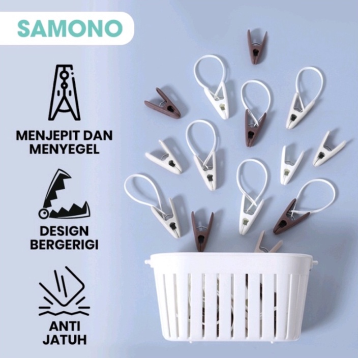 SAMONO Bathroom Supplies SCL002 Drying Clip/Klip Jemuran Jepit Baju Plastik Kuat Anti Jatuh (1 Set isi 12 pcs)