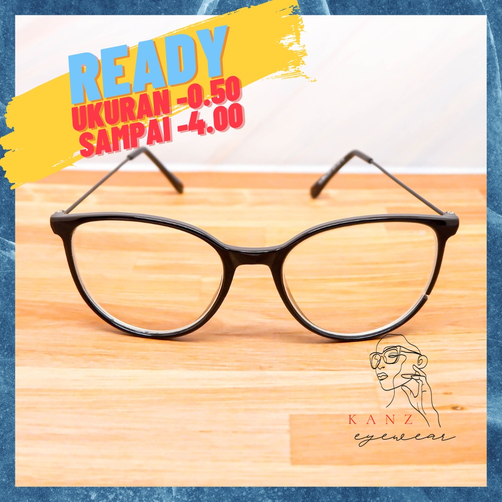 Kacamata Cat Eye Wanita Pria Minus Anti Radiasi Bulat Kekinian Frame Besar Terbaru