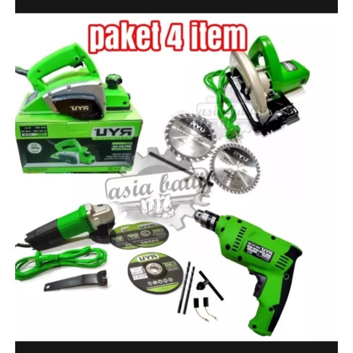 BAYAR DI TEMPAT !!! Paket pertukangan(4in1) Mesin Circular saw+Mesin serut+Bor+gerinda RYU