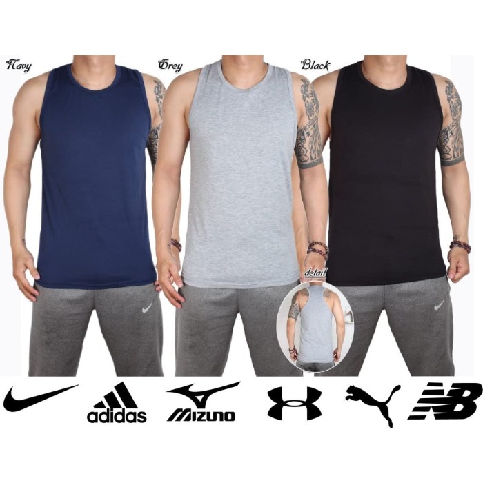 SPDX singlet kaos gym fitness pria olahraga spandex - Hitam