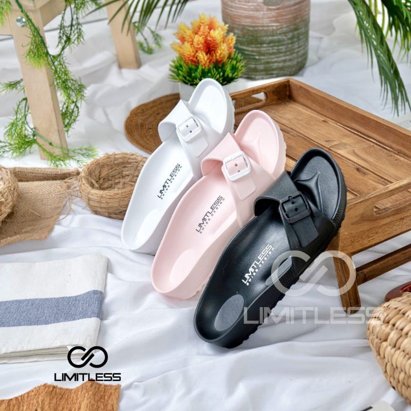 Sandal Perempuan Selop Gesper Sendal Wanita Strap Satu Empuk Dan Ringan Dipakai