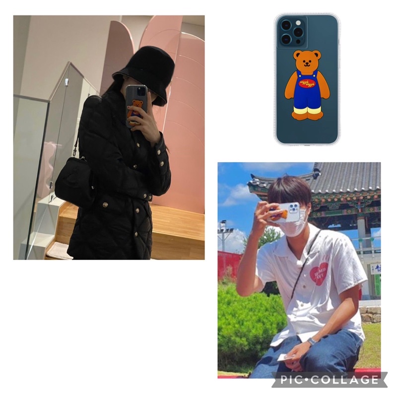 Blackpink Jennie EXO Kai bear griptok & transparent custom case