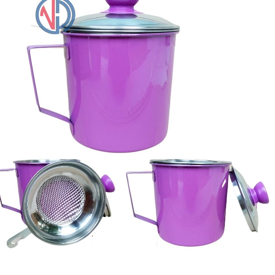 Big Promote OIL POT WARNA OILPOT WARNA STAINLESS 1.3L PENYARING SARINGAN MINYAK WADAH TEMPAT MINYAK 