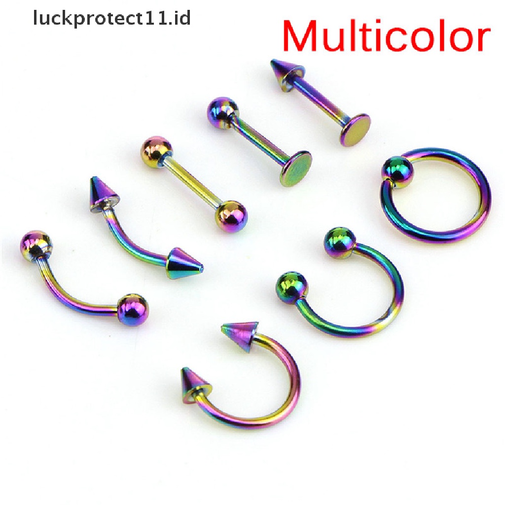 /Fashion Hot// Fashion// Campur 8PCS 16G Stainless Steel Helix Perhiasan Telinga Alis Hidung Bibir Rings.