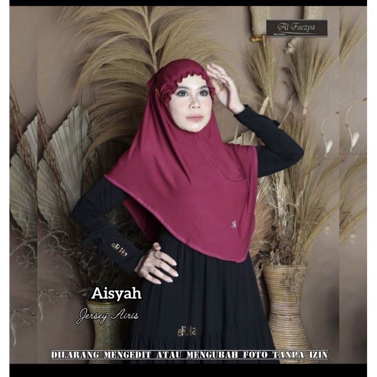 602 Aisyah Hijab Al faezya siria kerut dahi jersey airis/Hijab AF bergo mukena Alfaezya ori by bunya
