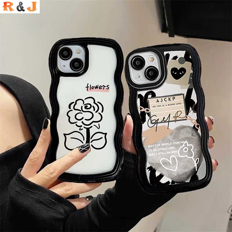 Redmi Note 11S 11 Pro 10C 10A Redmi9C 9T 9A Note10 5G Note 10S Note9 Note8 Poco X3 Pro NFC Halus Graffiti Love Garis Sederhana Bunga Soft Case Populer