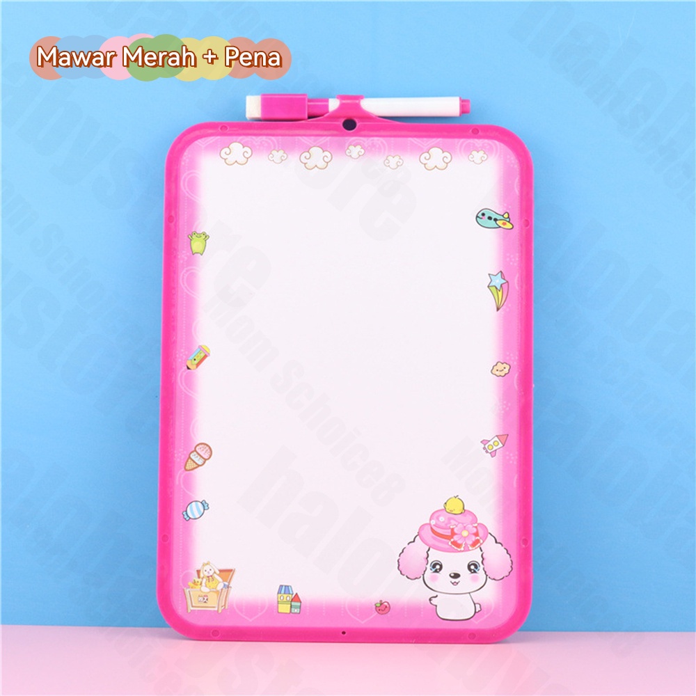 Halo Baby Papan tulis anak 16x20cm/Papan Tulis Mini/Colurful white board white free spidol penghapus