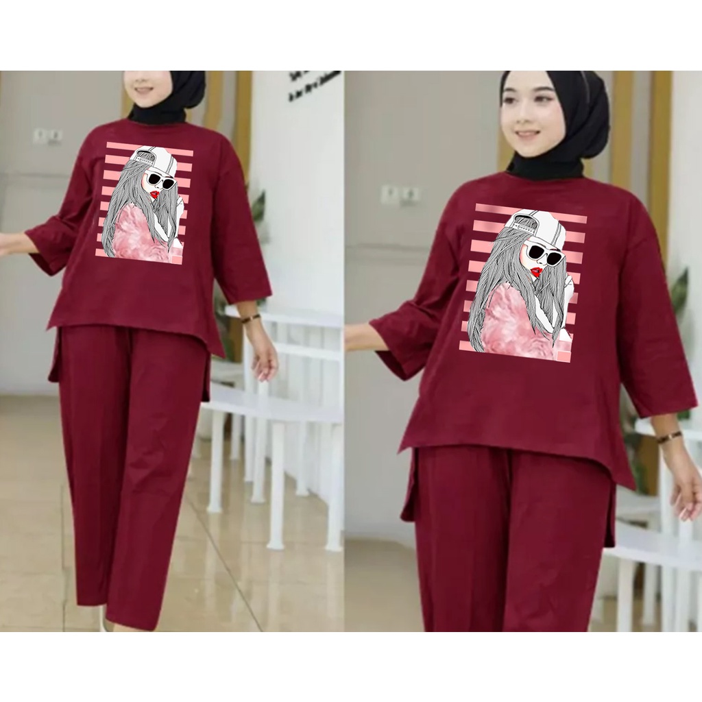 FF SETELAN TUNIK WANITA HIJAB COLABORATION BAHAN BABYTERY IMPORT 03