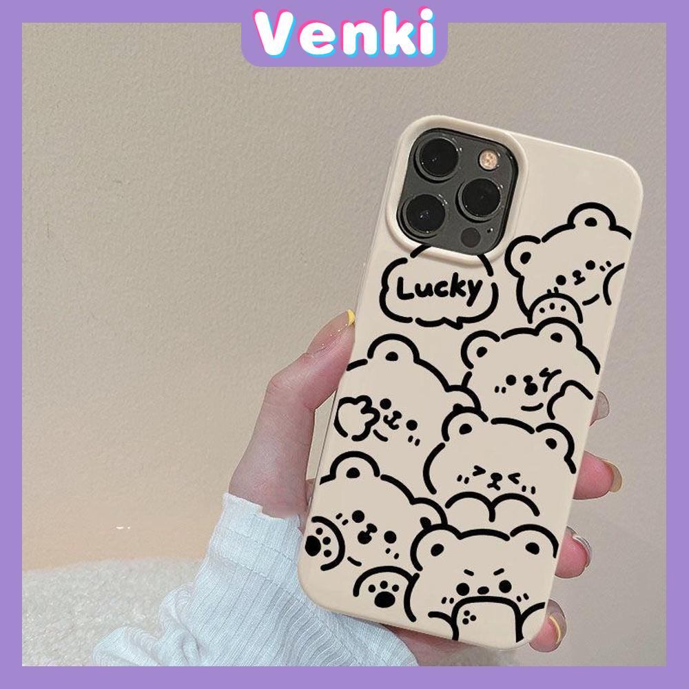 Case For iPhone 14 Pro Max Soft TPU Candy Case Cute Cartoon Little Bears Glossy Khaki Cover Camera Protection Shockproof For iPhone 13 12 11 Pro Max 7 8 Plus X XR