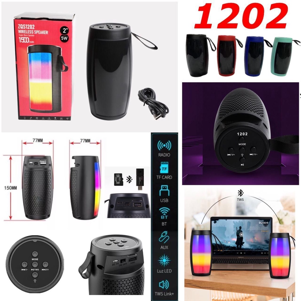 PROMO Speaker bluetooth ZQS-1201 RGB LIGHT tws lampu led super bass ZQS1202 BY.MINIGO