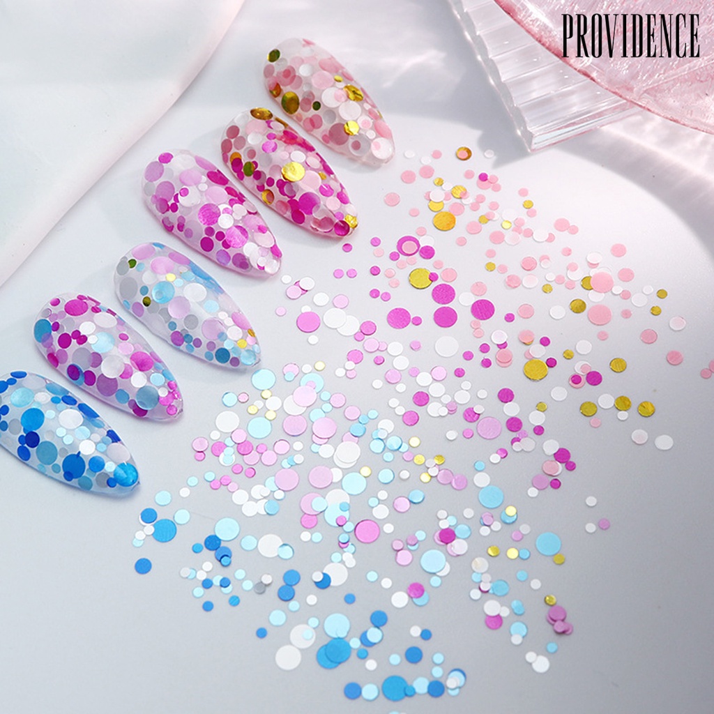 Providence 1kotak Nail Art Payet Bersinar Berkilau Mempesona DIY Multicolor 12kisi Mix Ukuran Kuku Bulat Payet Serpihan Manicure Store Supply
