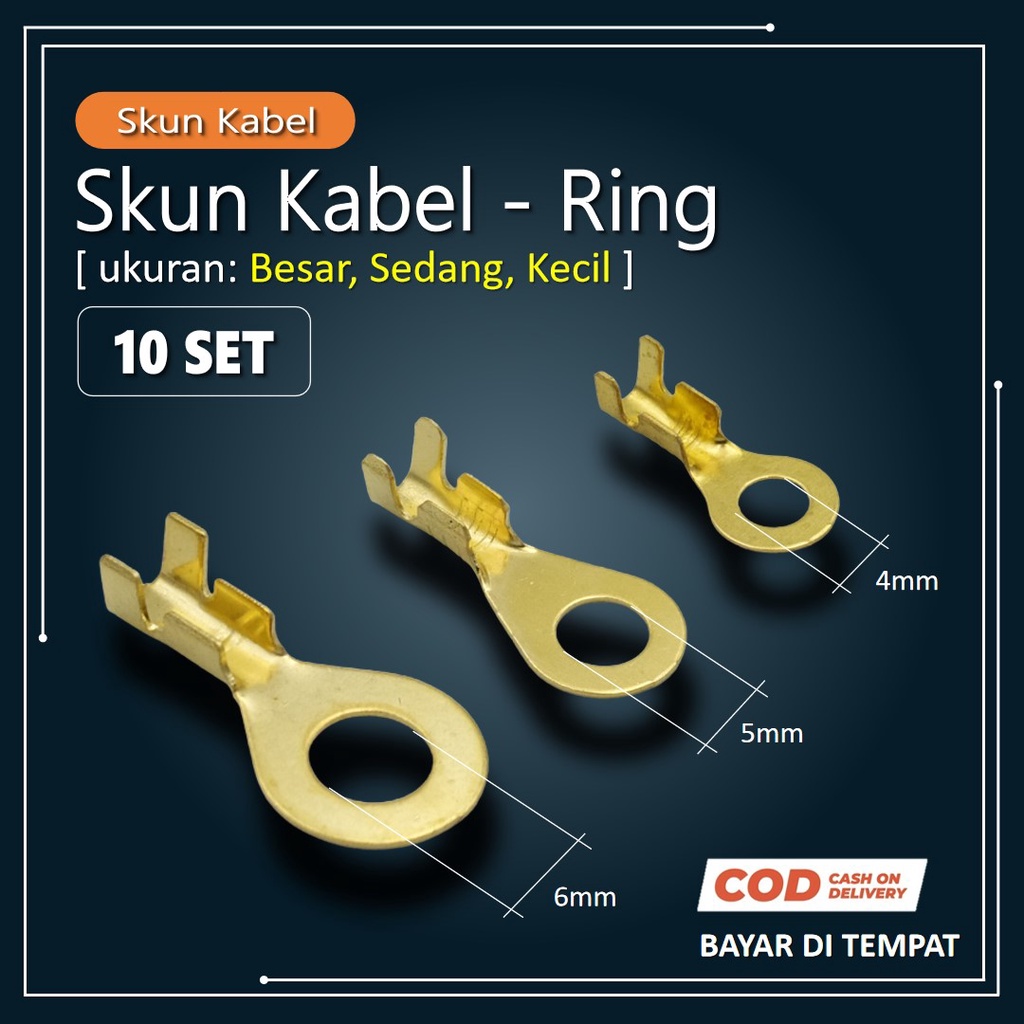 Skun Kabel Motor Model Ring O Bulat Ukuran Besar Medium Kecil 10 Pcs