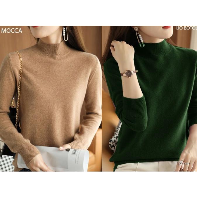 Mock neck long sleeve knit top sweater