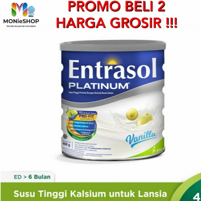 

[NEW] Susu Entrasol Platinum 800 gram Vanila Entrasol Senior Vanila - Vanila800(2x400