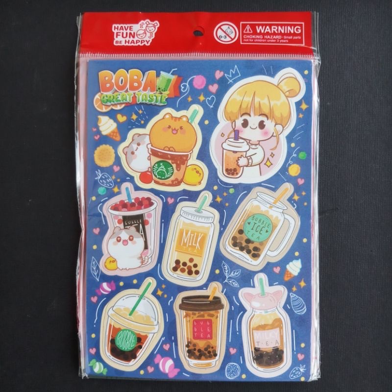 sticker busa karakter anak lucu / sticker tempel / stiker foam boba / mainan anak murah