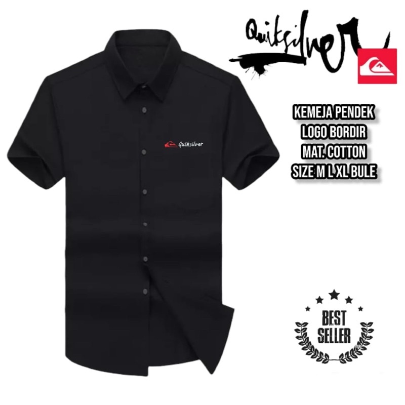 Jual Kemeja Quiksilver Hitam Logo Qs Simpel Berat : 300gr Size : M L XL ...