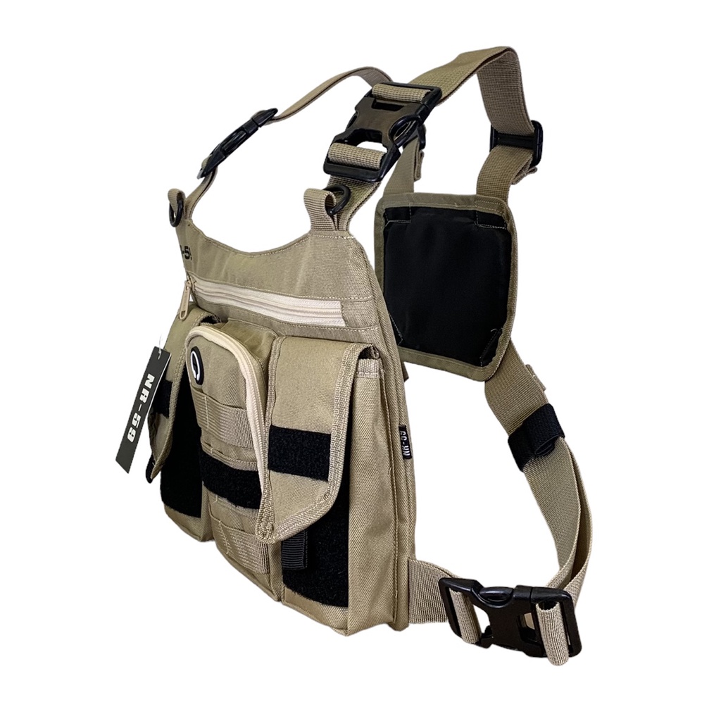 Tas Dada Pria Tas Dada Pria Tactical NR-59 Cream Velcro Premium Three Pocket Velcro Cream Edition