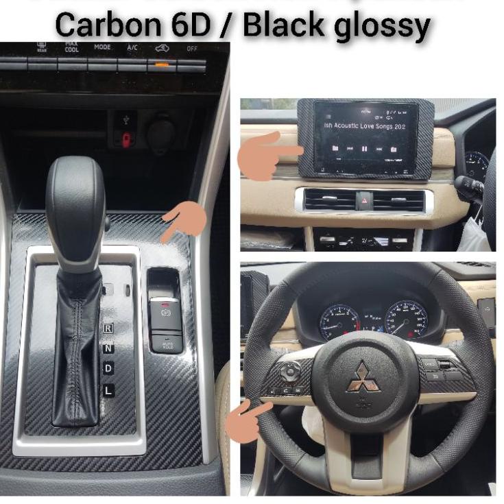 Surprise Sticker Carbon 6D Black Glossy NEW XPANDER transmisi head unit steer pelindung