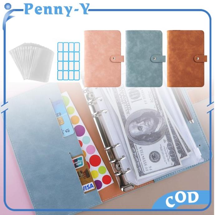

1 SET BINDER BUDGET PLANNER A6 CASH ENVELOPE BINDER PU LEATHER