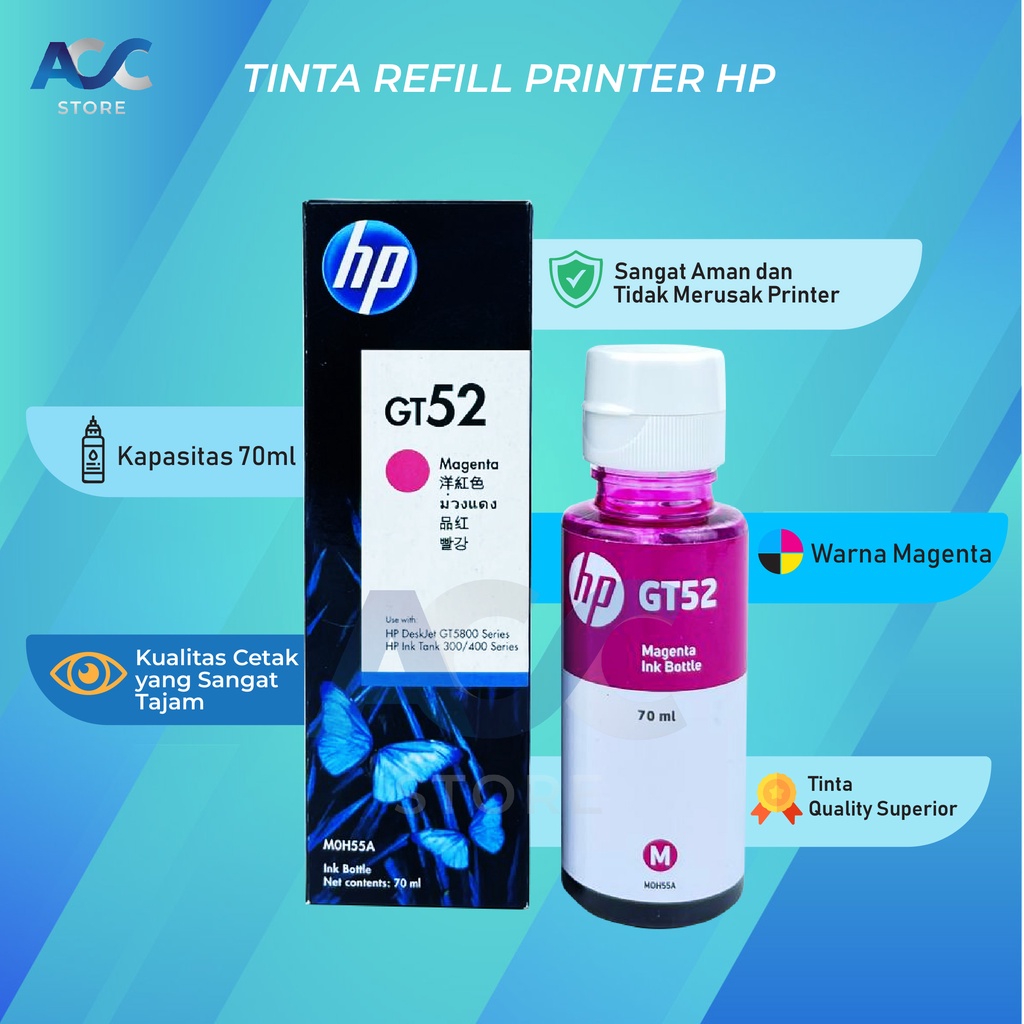 1 SET 4 PCS Tinta HP GT51 GT52 Isi Ulang Printer GT5810 GT5820