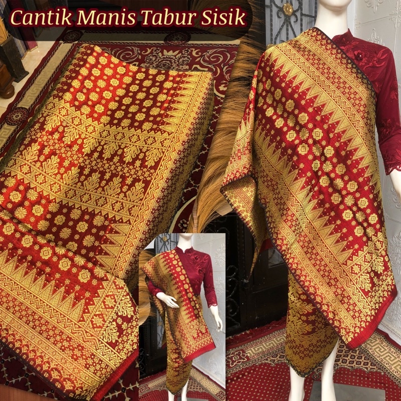 Songket Cantik Manis Sisik merah /songket tenun asli palembang /ilham songket palembang/songket peng