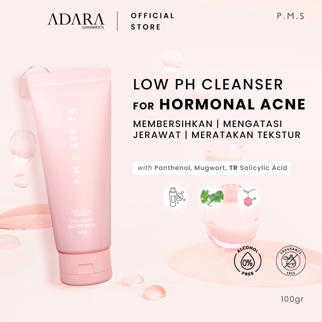 Adara P.M.S Series Stay Clear Enzyme Wash Facial Cleanser/Facial Wash/Pencuci Wajah