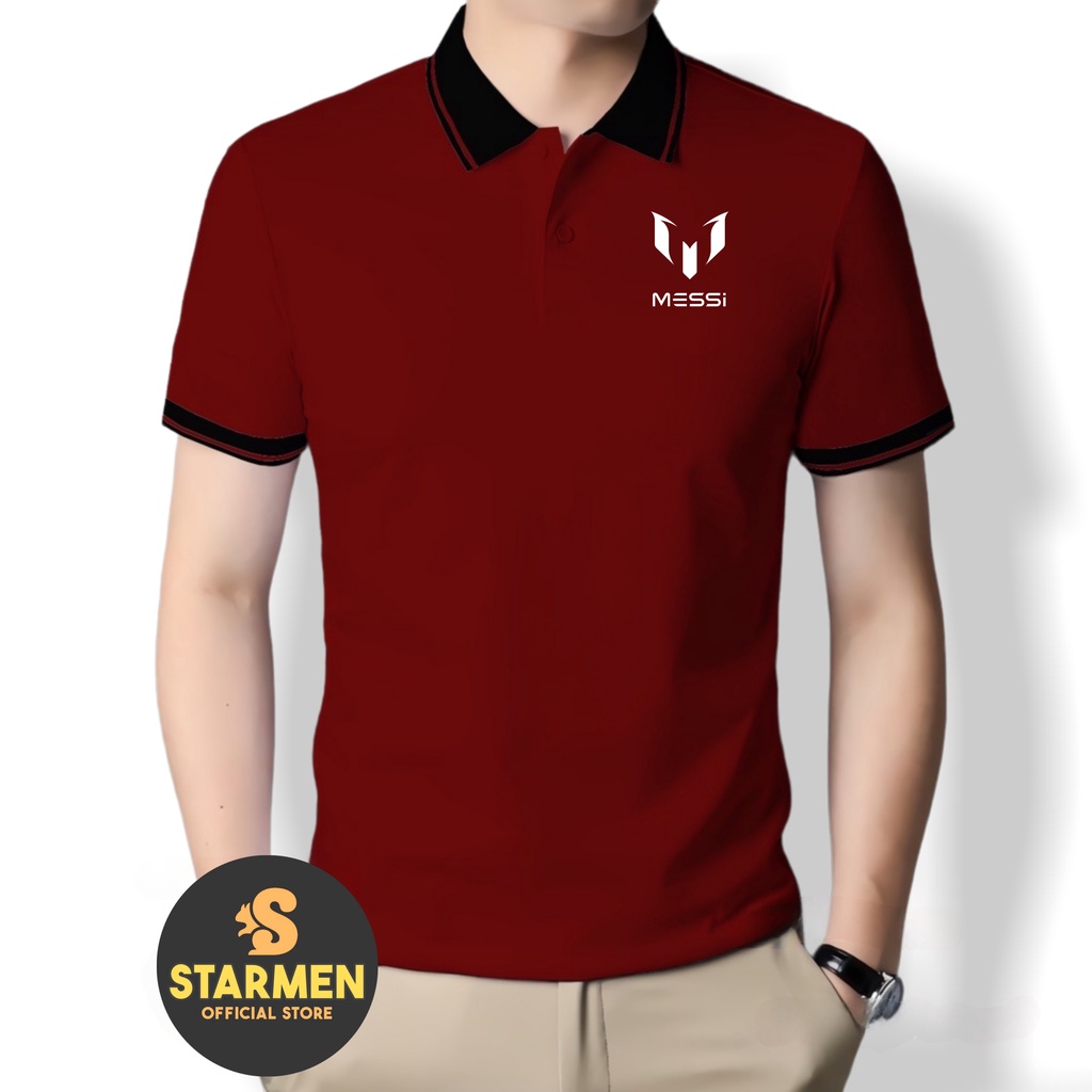 Kaos Polo Atasan Tshirt Pria Kerah Wangki Big List LOGO LIONEL MESSI