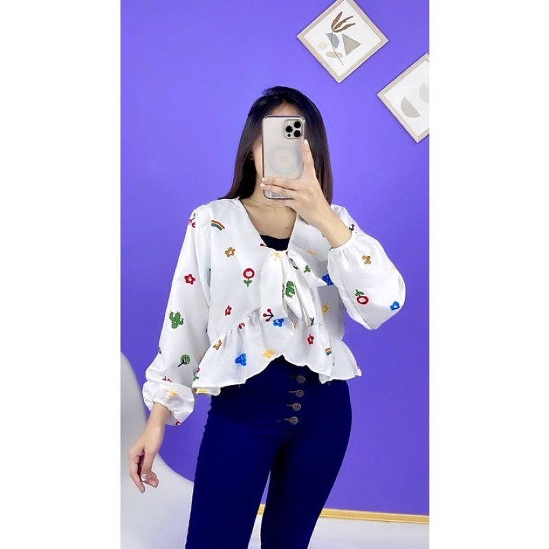 Blouse Kiyowo Putih / Blouse Putih motif