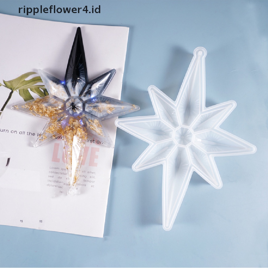 {rippleflower4.id} Cetakan Silikon Bintang Segi Delapan Dekorasi Natal Ornamen Membuat Cetakan Resin Epoxy~