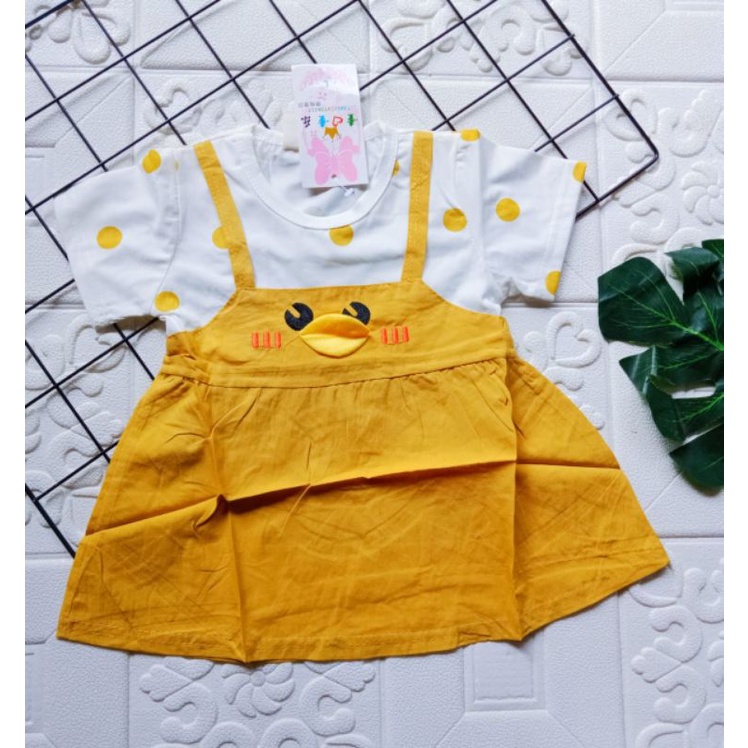 [0-4 th] DRESS ANAK IMPORT KATUN / DRESS ANAK IMUT MOTIF PITA RENDA BEBEK DRESS TUTU ANAK IMPORT PREMIUM /(0-4 Tahun) Dress Anak import overall duck bebek /Baju Bayi Perempuan 100% KATUN PREMIUM QUALITY IMPORT