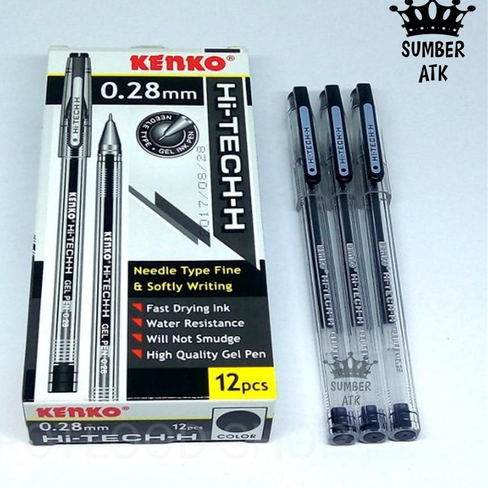 

(J-R3R-✪) KENKO Gel Pen Hi Tech H 0.28 Mm Pulpen Pena Black / blue - 1 PCS kekinian