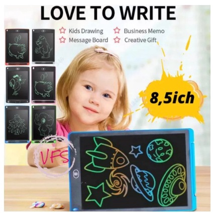 LCD WRITING TABLET 8,5  INCH PAPAN TULIS ANAK/DEWASA DENGAN TINTA MULTI COLOR