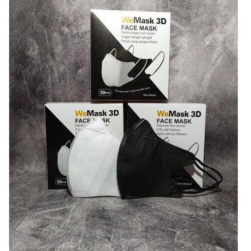 ➙ 1 Box Isi 50Pcs Masker Duckbill Garis Tebel Hitam Putih ㊘