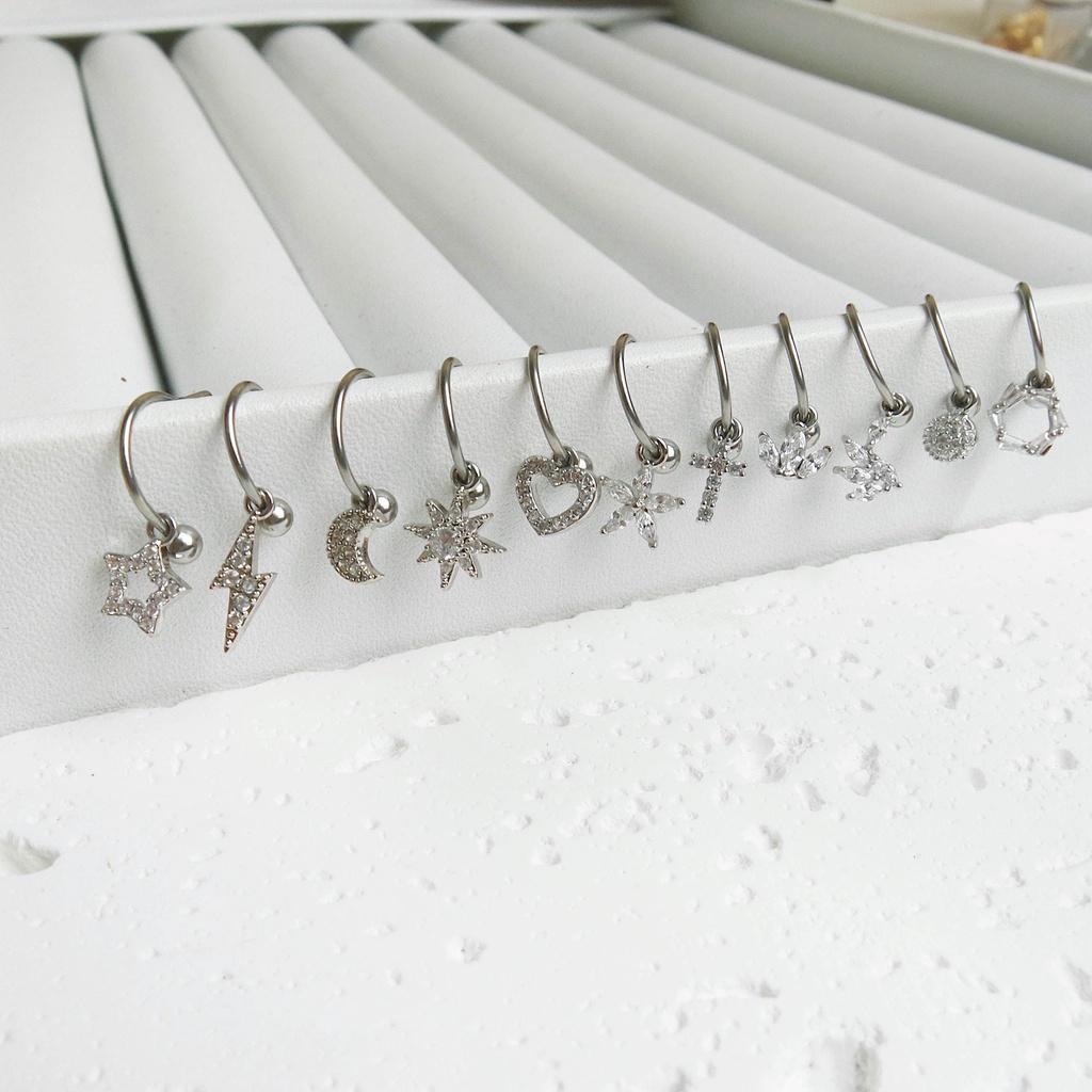 1552 / 1553 - (HARGA 1 BIJI) ANTING PIERCING KARAKTER TINDIKAN HELIX TRAGUS - STAINLESS STEEL