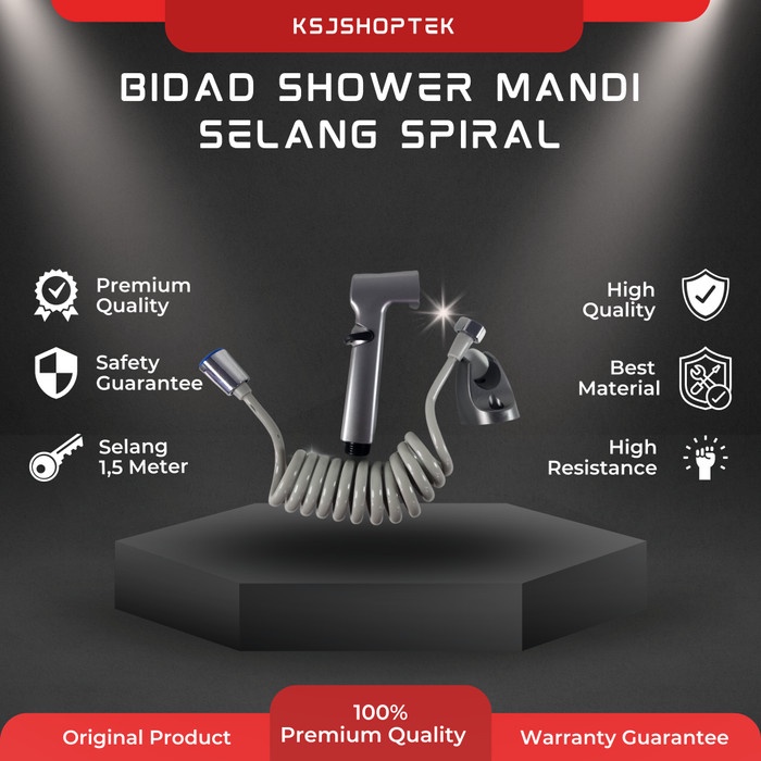 Shower Bidad Cebok 1,5 Meter Bidet Kamar Mandi Selang Spiral Jet