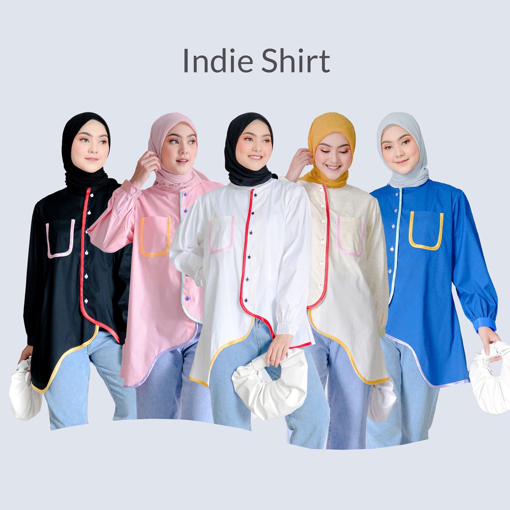 NUNA Indie Shirt | atasan kemeja wanita katun polos busui