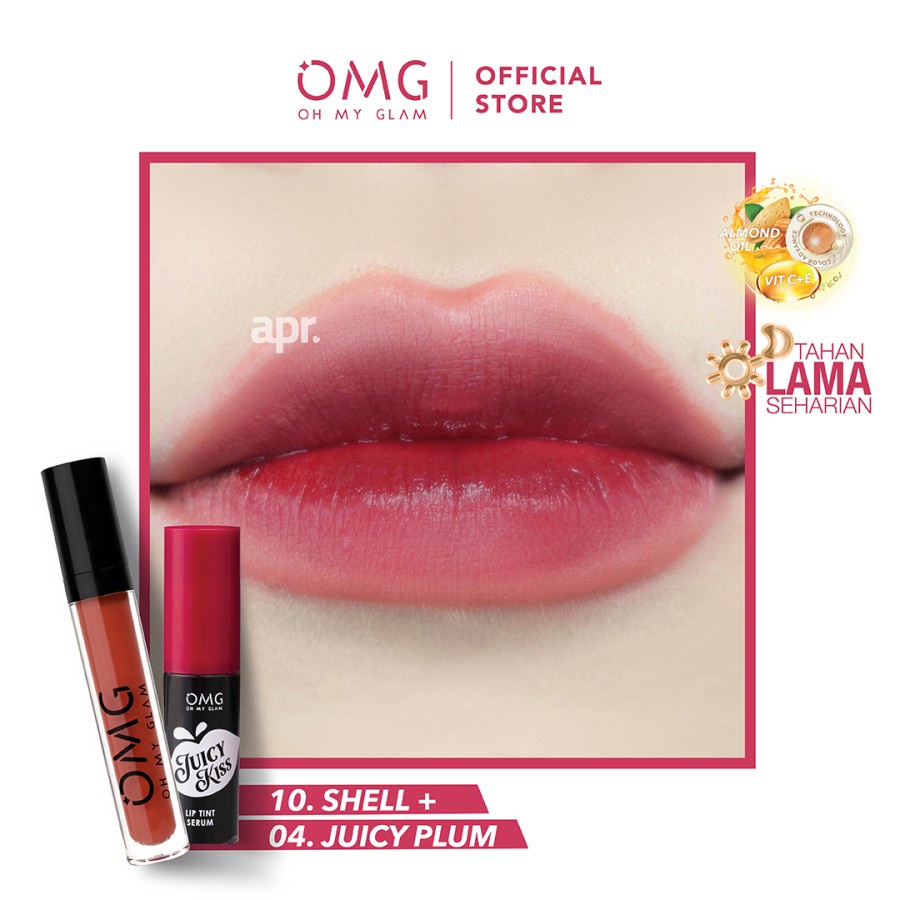 OMG Oh My Glam Plum Juicy Ombre Grapefruit Peach Pinkish Coral Orange Fuscia LIPTINT LIPCREAM