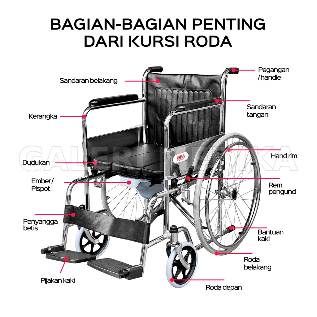 Kursi Roda 2in1 GEA FS609 / FS-609 / FS 609 - Kursi Roda Multifungsi (Kursi Roda &amp; Kursi BAB)
