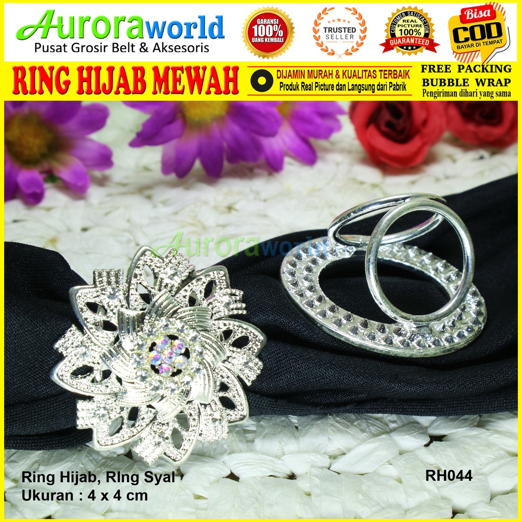 Auroraworld Ring kerudung hijab ring syal permata Ring Pashmina Berlian mutiara Mewah bros cincin kerudung scarf fashion terbaru anti hitam bisa COD RH - 1E