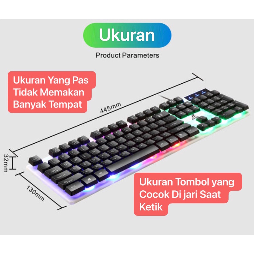 JK-922 Keyboard Komputer Laptop for gaming ada Lampu RGB Backlight Gamer Backlit Lampu Bisa Buat Kantoran Kerja Sekolah KYB-027 Koneksi via Kabel