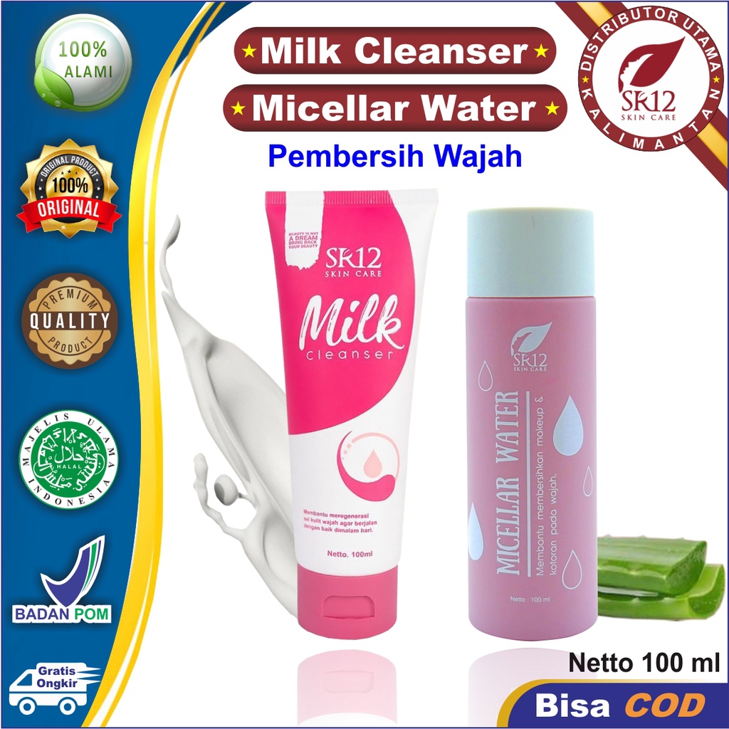 Pembersih Wajah SR12 | Milk Cleanser SR12 &amp; Micellar Water SR12 | Pembersih Makeup SR12 Skincare