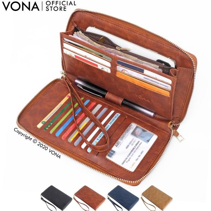 VONA Dompet Wanita Lipat Dua Panjang Bahan Kulit Sintetis - MOZA