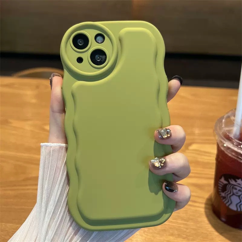 IPHONE Warna Solid 3D Bumper Lembut Silikon Casing Ponsel Untuk Iphone14Plus11 12 13 14 Pro Max XS XR Air Cushion Shockproof Back Cover