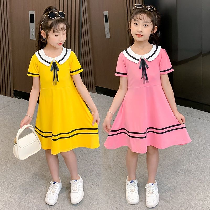 LYQ6-142 Dress anak perempuan  lengan pendek / gaun Midi anak cewek / baju anak tanggung